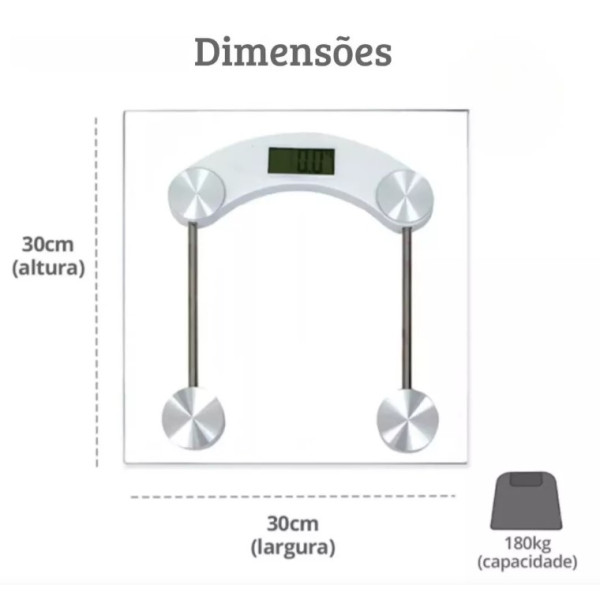 Balança Digital Eletrônica Vidro 180kg