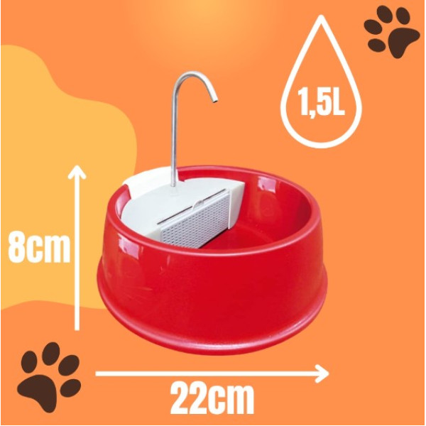 Fonte Bebedouro Gatos Cães Automático Joy Furacão Pet Bivolt - VERMELHA