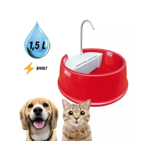 Fonte Bebedouro Gatos Cães Automático Joy Furacão Pet Bivolt - VERMELHA