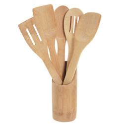 Conjunto de 6 Peças de Utensílios em Bambu – Beleza e Funcionalidade para sua Cozinha