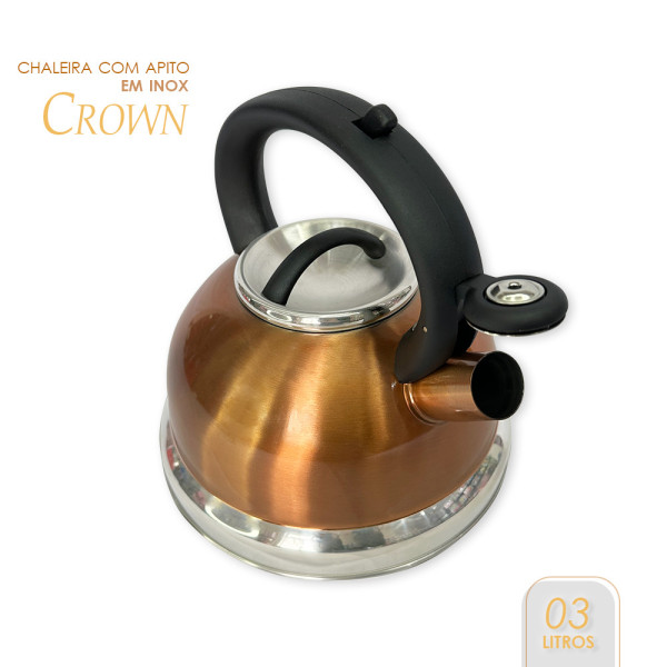 Chaleira Inox  Com Apito Crown Gold 3 Litros