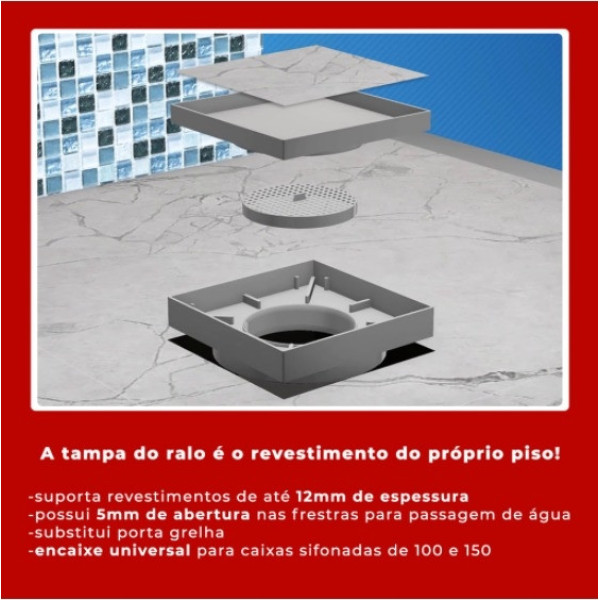 Ralo 10x10 Oculto Seca Piso/porcelanato Inteligente Branco