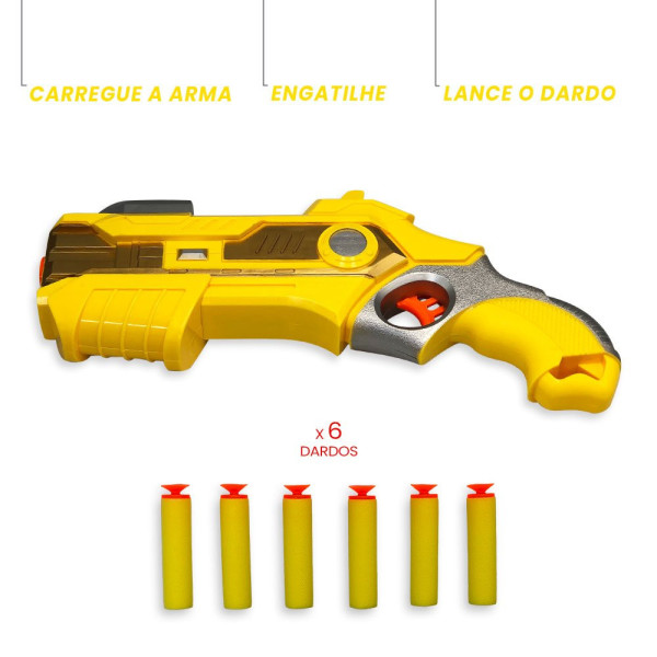 Kit Pistola Lançadora Dardos com Máscara - Amarelo