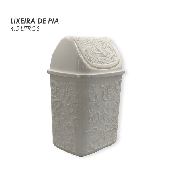 Cesto de Lixo Basculante Renda Floral 4,5 litros B...