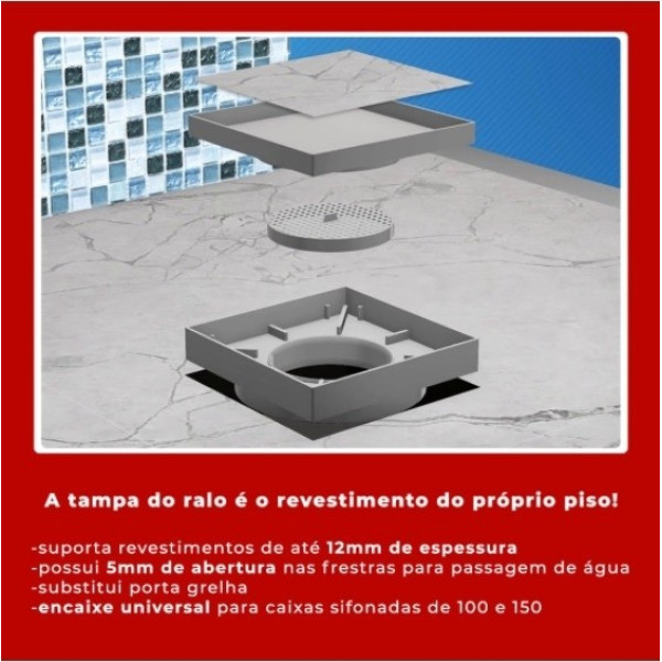 Ralo Oculto 15x15 Seca Piso Porcelanato