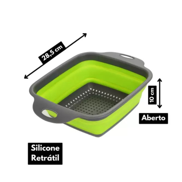 Escorredor de Silicone Multiuso Quadrado Retrátil Pequeno