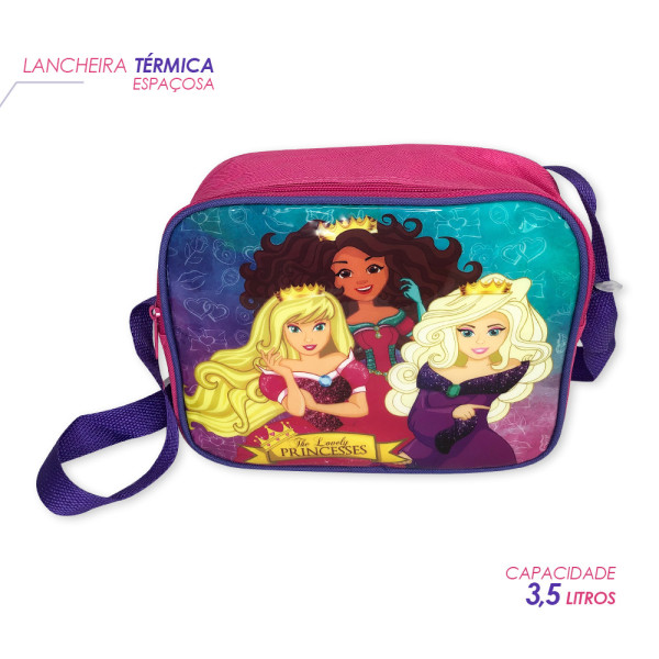 Kit Mochila Infantil Escolar com 3 peças Princesas