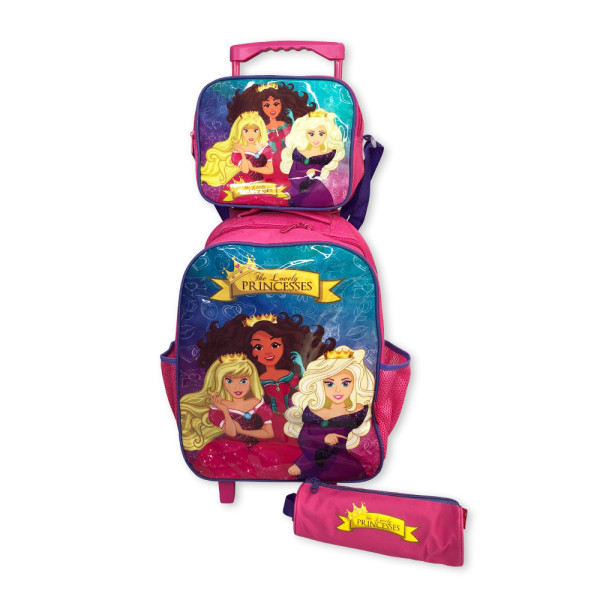 Kit Mochila Infantil Escolar com 3 peças Princesas