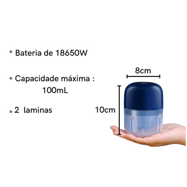 Mini Processador Triturador De Alimentos Alho Elétrico 100ml